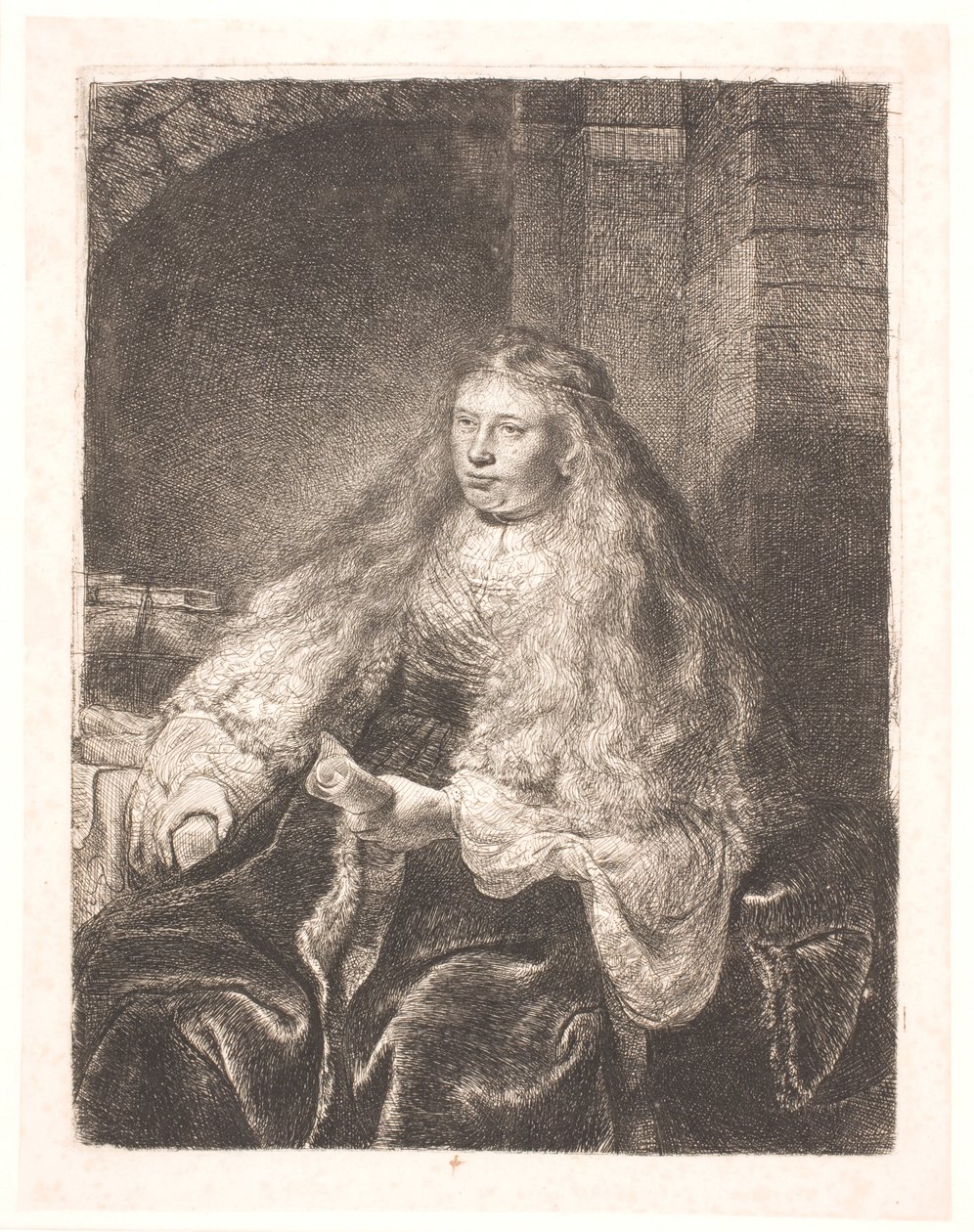 Dívka s vlasy padajícími na ramena ("velká židovská nevěsta") od Rembrandt van Rijn