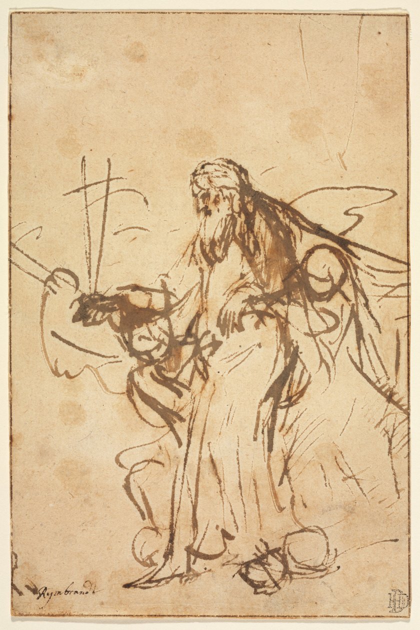 Bůh Otec podporovaný anděly od Rembrandt van Rijn