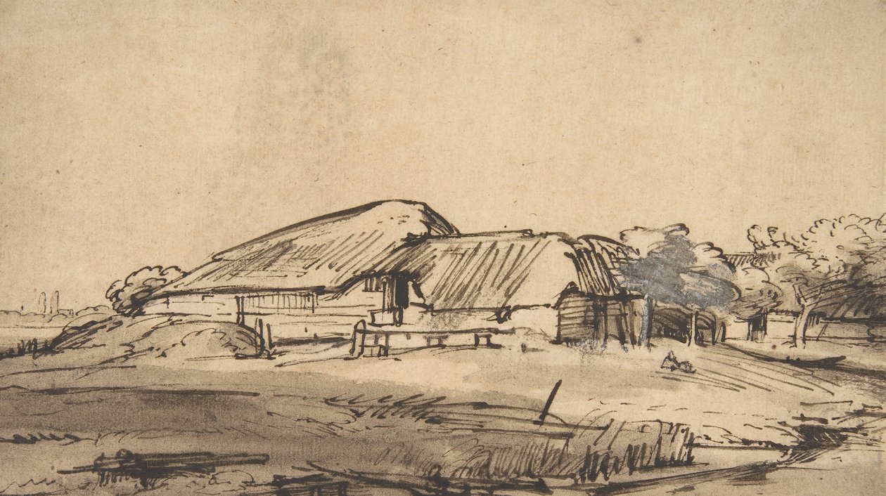 Skupina zemědělských budov, ca. 1648-52. od Rembrandt van Rijn