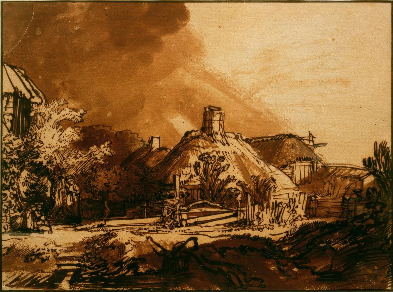Domy pod bouřlivým nebem od Rembrandt van Rijn