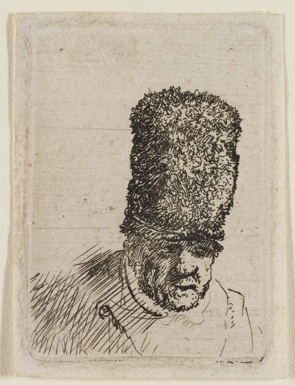 Hlava starého muže v vysoké kožešinové čepici: poprsí od Rembrandt van Rijn