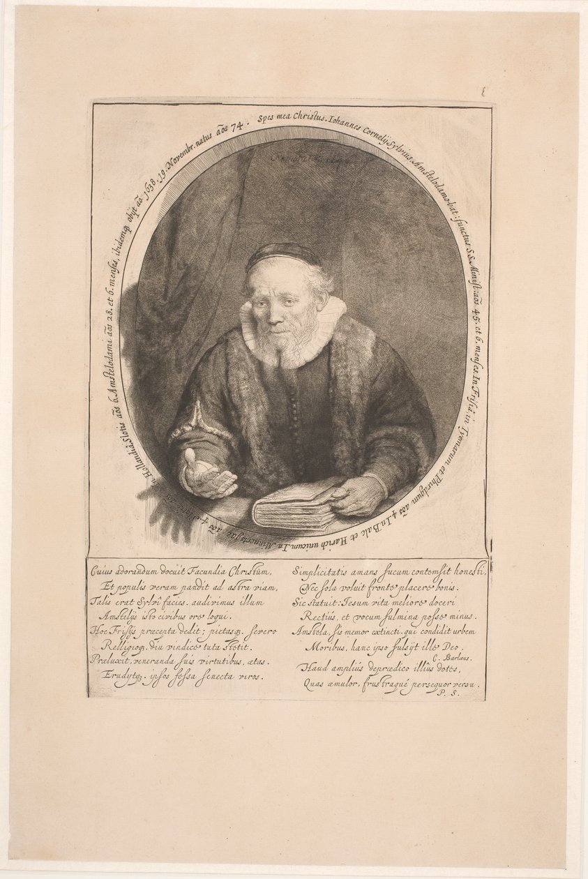 Jan Cornelis Sylvius, kazatel: posmrtný portrét od Rembrandt van Rijn