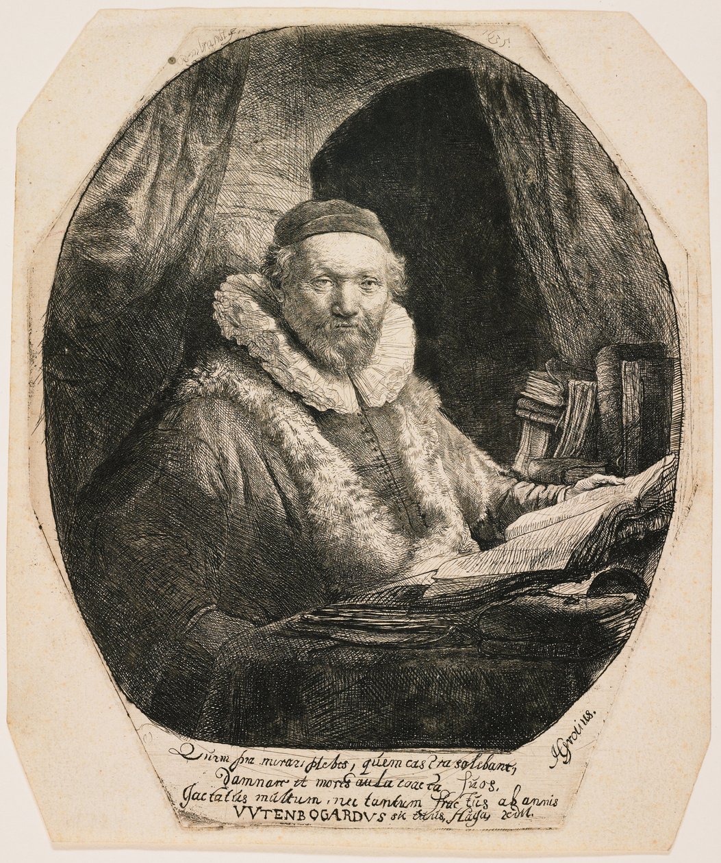 Jan Uytenbogaert, kazatel remonstrantů od Rembrandt van Rijn
