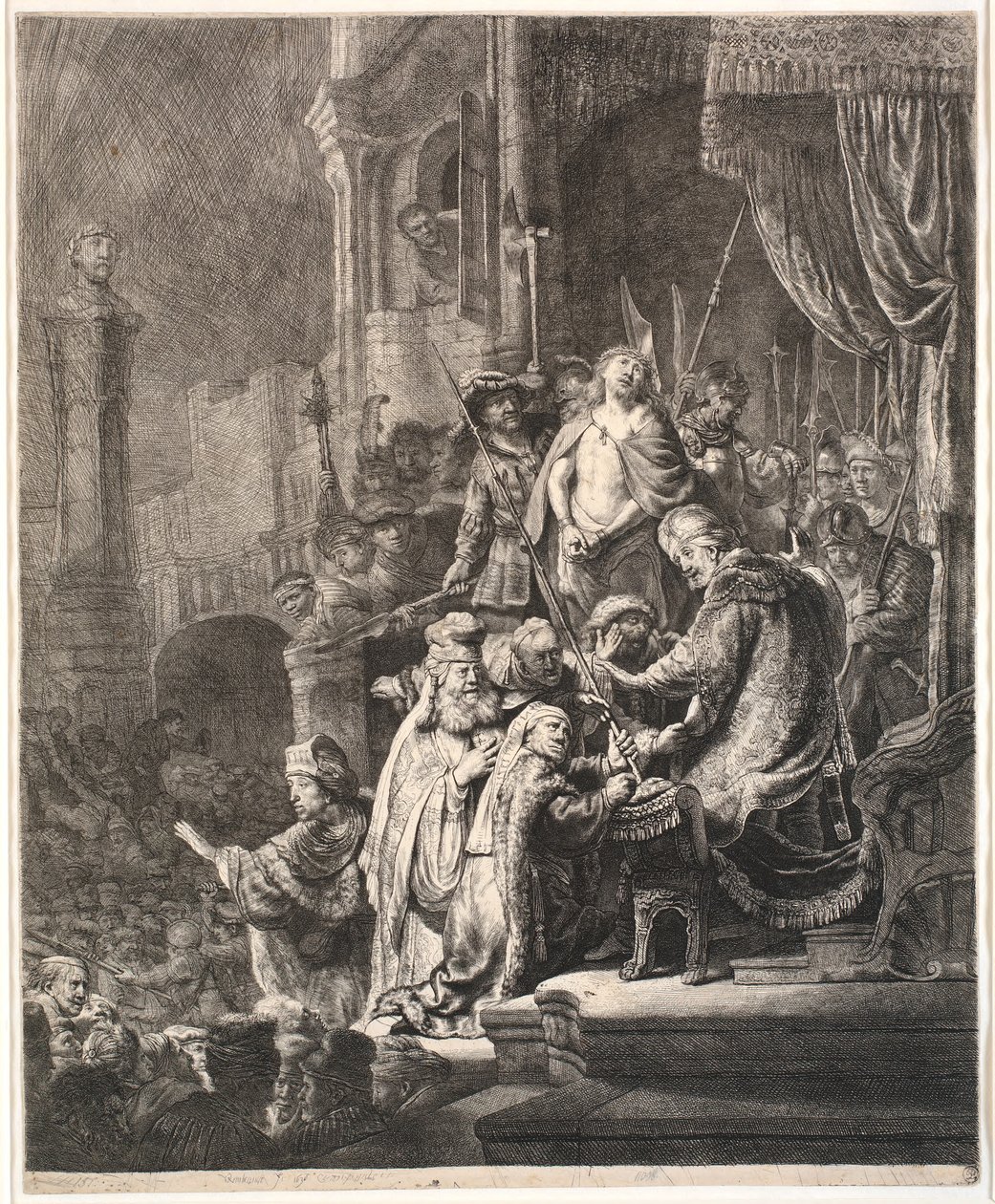 Ježíš před Pilátem: velký talíř od Rembrandt van Rijn
