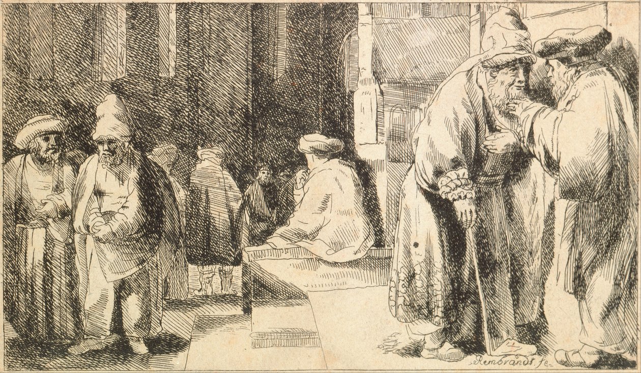Židé v synagoze od Rembrandt van Rijn