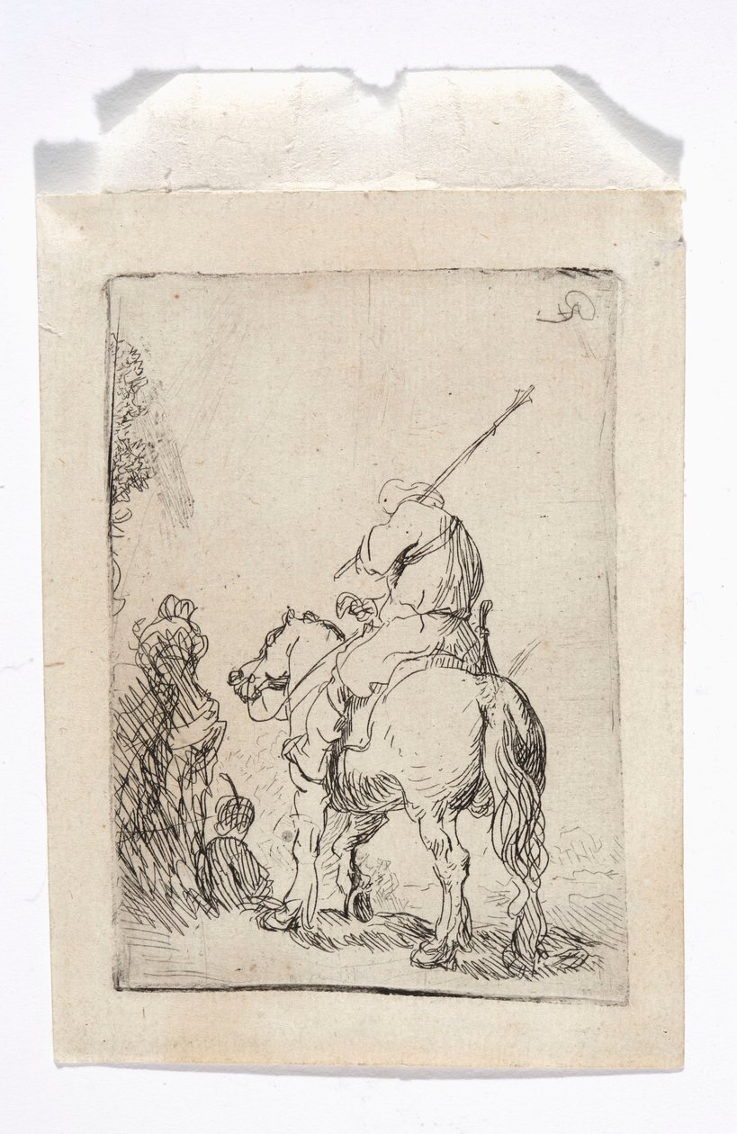 Jezdec v turbanu na koni od Rembrandt van Rijn