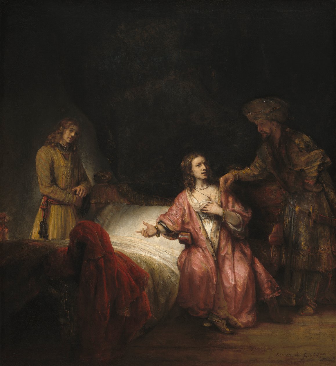 Joseph obviněn Potifarovou ženou, 1655 od Rembrandt van Rijn