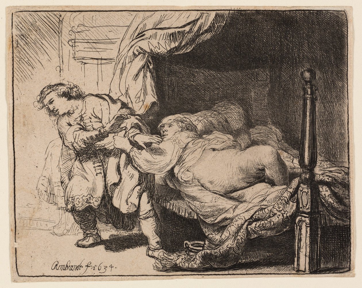 Josef a Potífarova žena od Rembrandt van Rijn