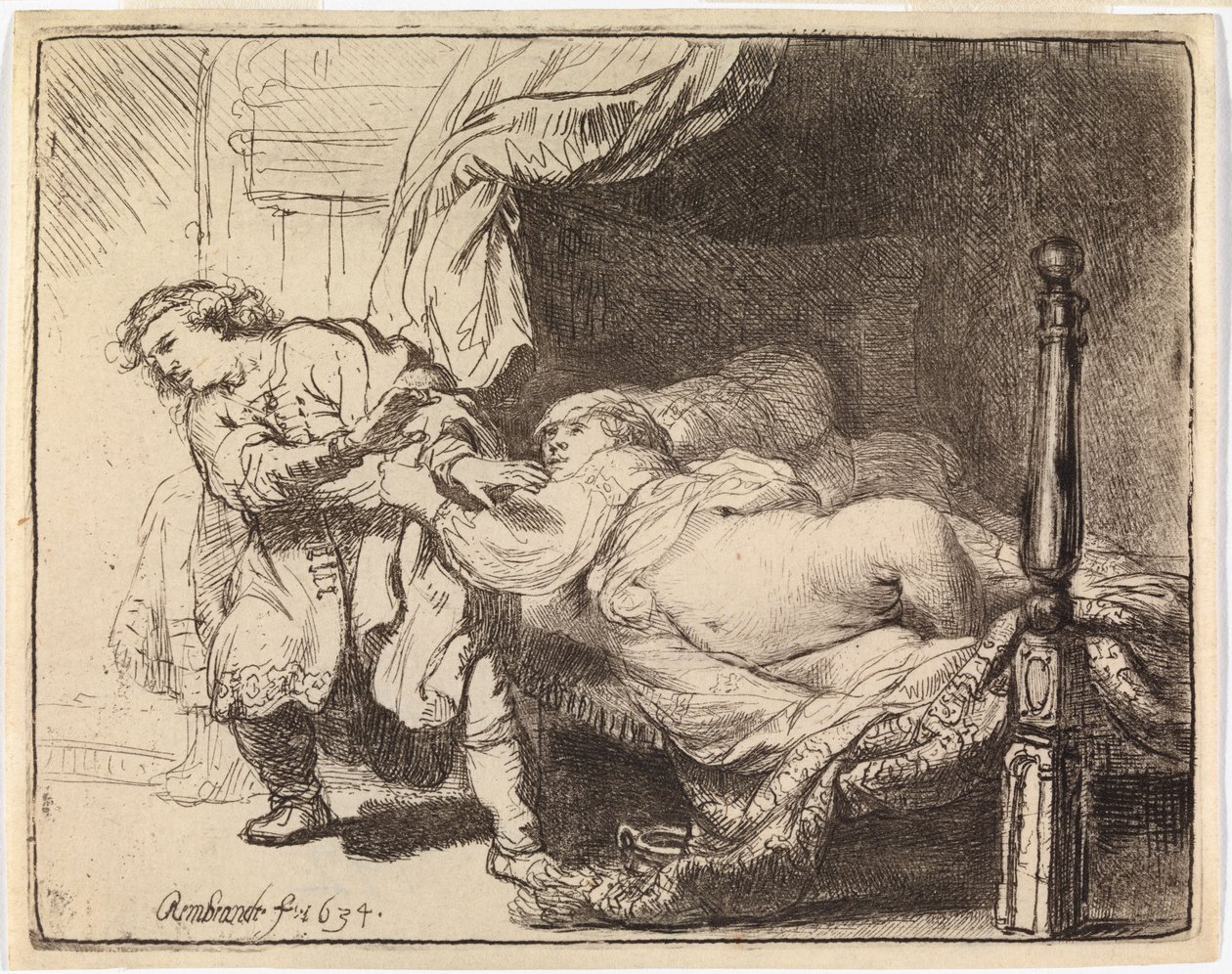 Josef a Potifarova žena od Rembrandt van Rijn