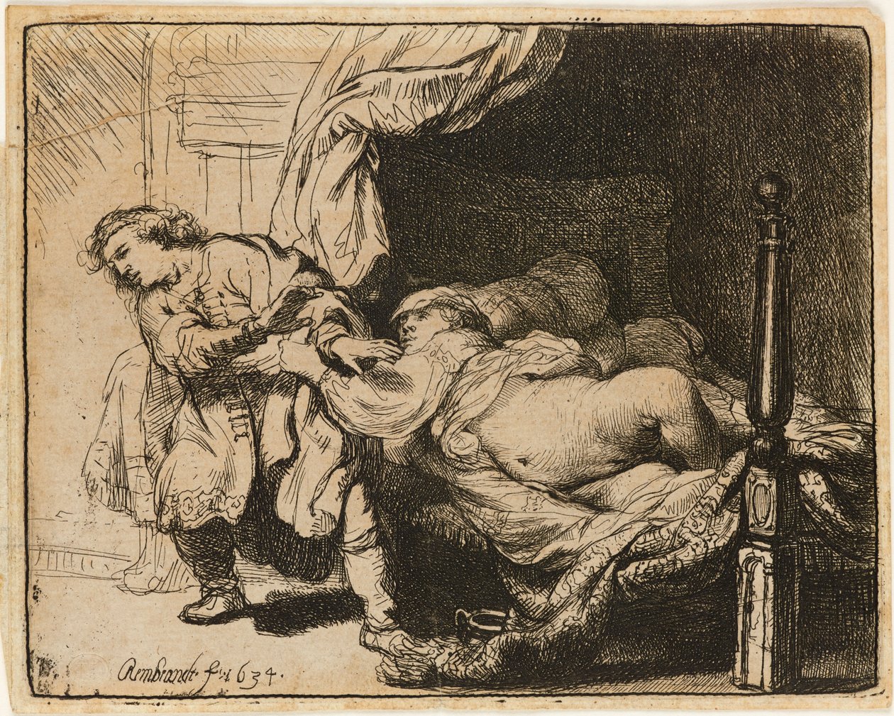 Josefa a Potifarova manželka [Gen. 39: 7-12], 1634. od Rembrandt van Rijn