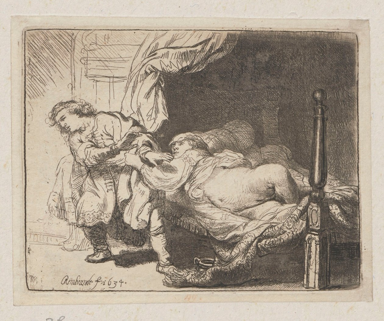 Josef a manželka Putifara (Potifara) od Rembrandt van Rijn
