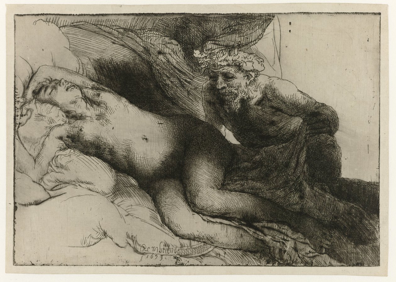 Jupiter a Antiope Jupiter a Antiope: větší deska od Rembrandt van Rijn