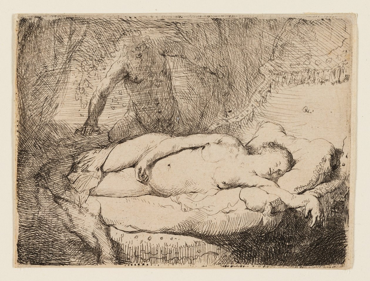Jupiter a Antiope: Menší talíř od Rembrandt van Rijn