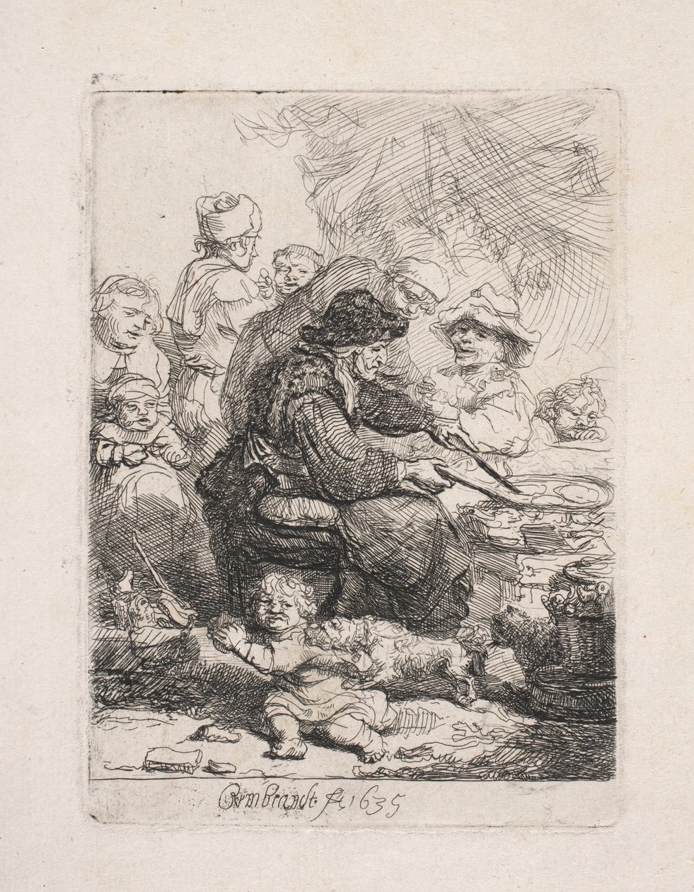 Žena, která smaží placky od Rembrandt van Rijn