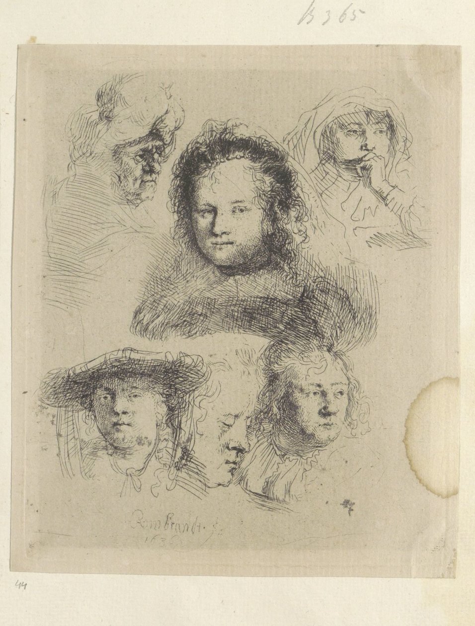 Kopstudies van Saskia en anderen Kolekce osmdesáti pěti původních tisků (název série) od Rembrandt van Rijn