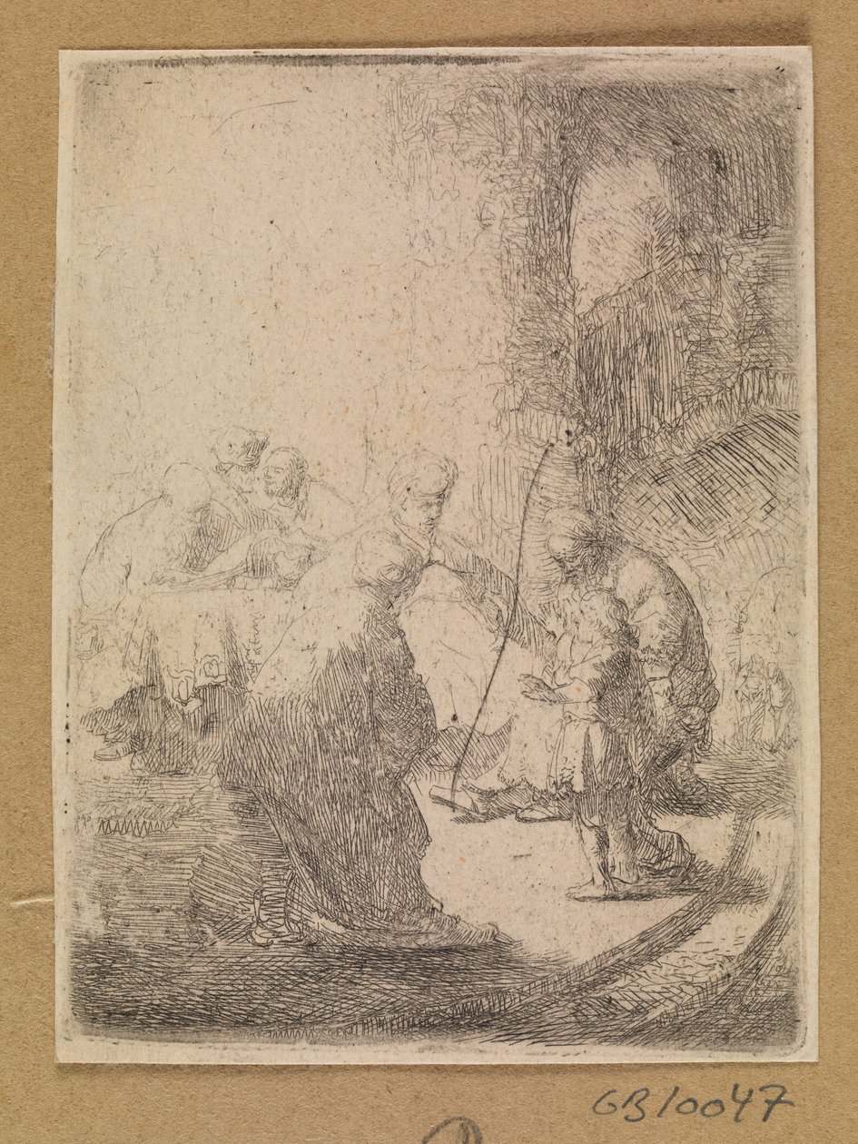 Kristus jako dítě a zákoníci. Malý talíř od Rembrandt van Rijn