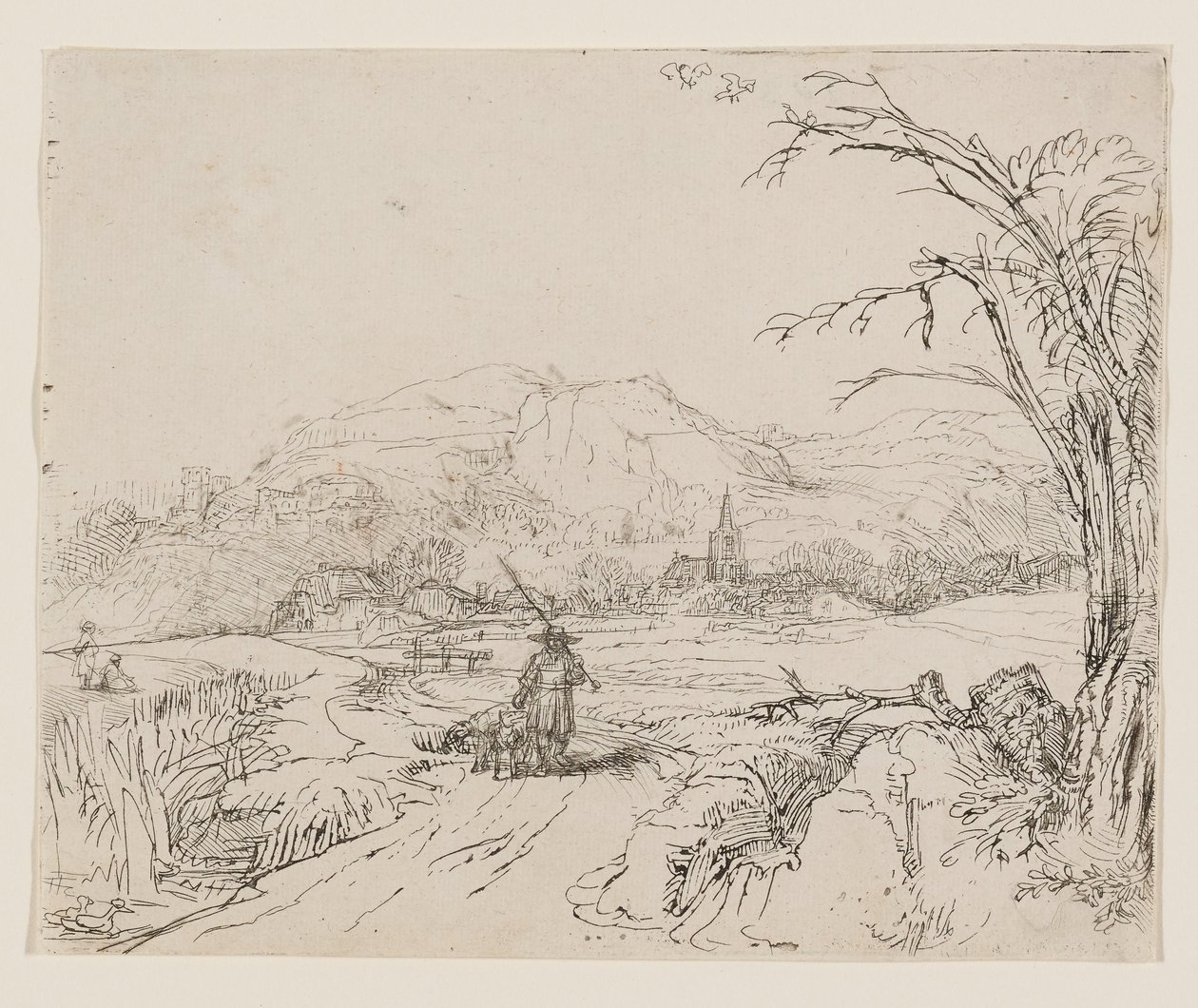 Krajina se sportovcem a psy od Rembrandt van Rijn