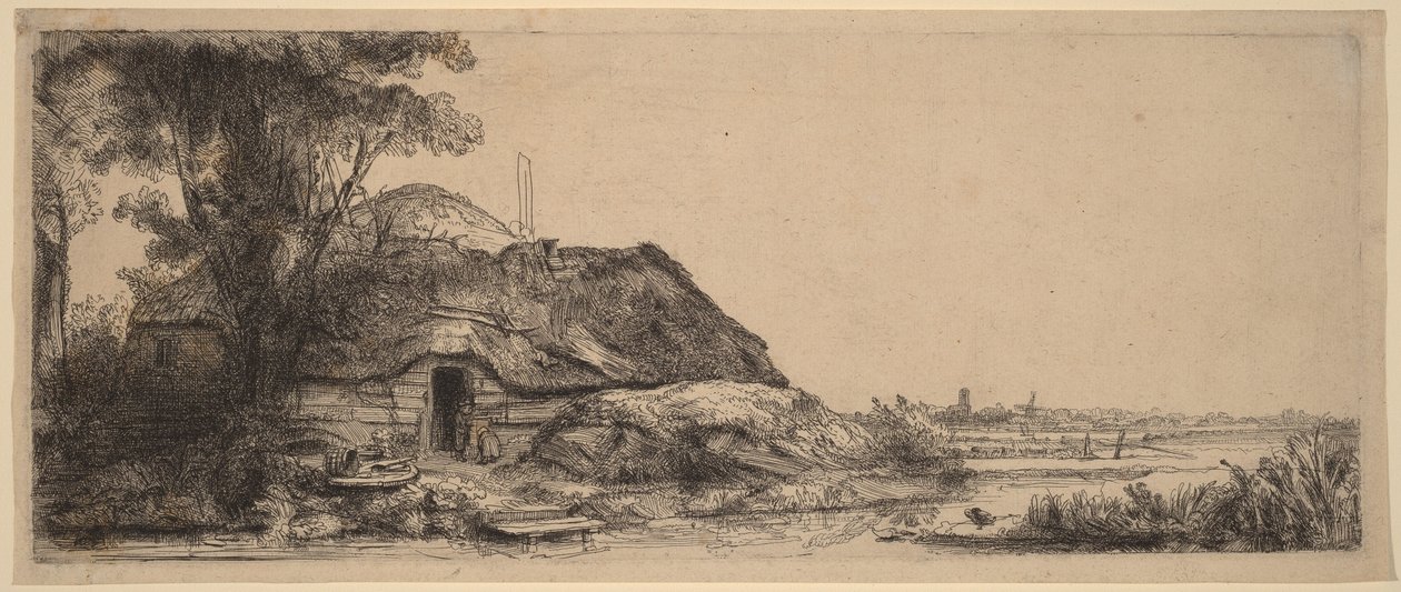 Krajina s chalupou a velkým stromem od Rembrandt van Rijn