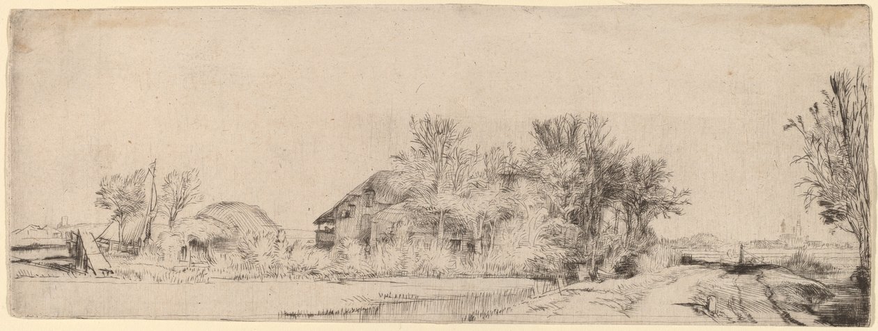 Krajina se silnicí vedle kanálu od Rembrandt van Rijn