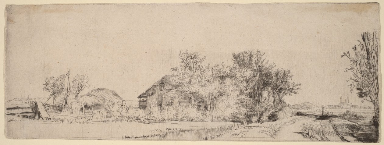 Krajina se silnicí podél kanálu od Rembrandt van Rijn