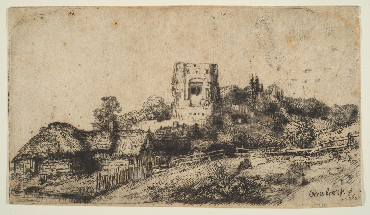 Krajina se čtvercovou věží, 1650. od Rembrandt van Rijn