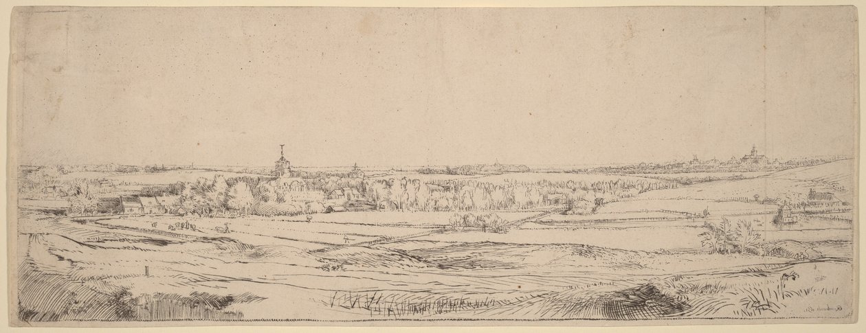Krajina s výhledem na Haarlem (Pole zlatníků) od Rembrandt van Rijn