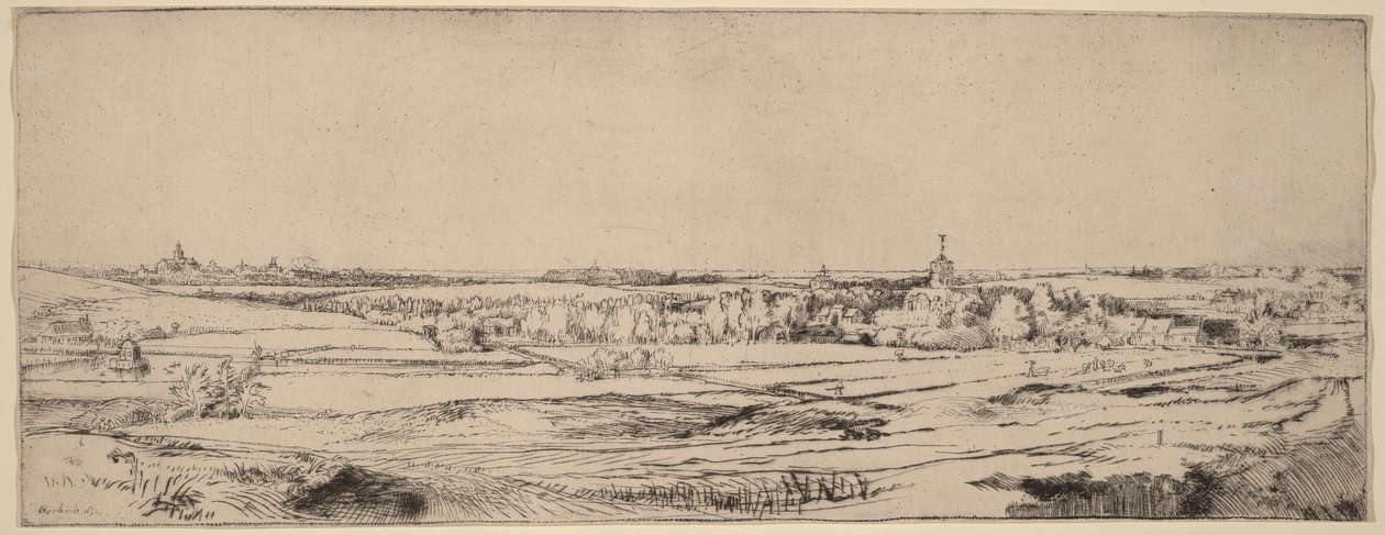 Krajina s výhledem na Haarlem (Pole zlatníků) od Rembrandt van Rijn