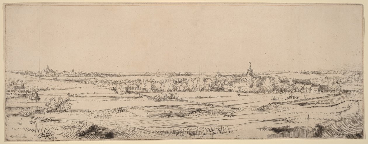Krajina s výhledem na Haarlem (Pole zlatníků) od Rembrandt van Rijn