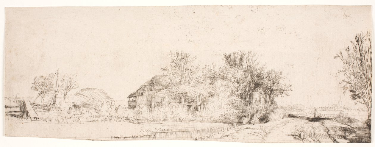 Krajina se silnicí podél kanálu od Rembrandt van Rijn