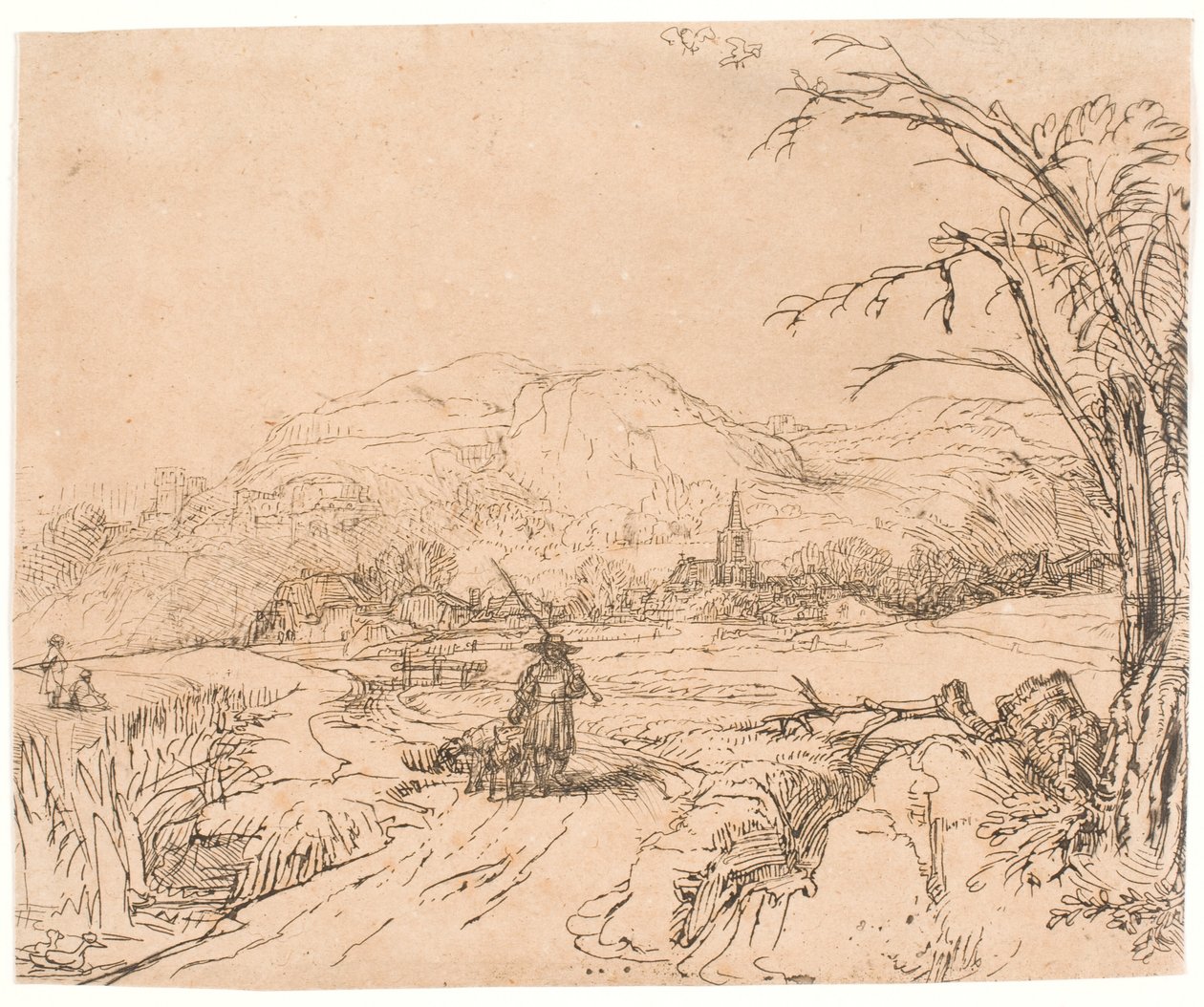 Krajina se sportovcem a psy od Rembrandt van Rijn