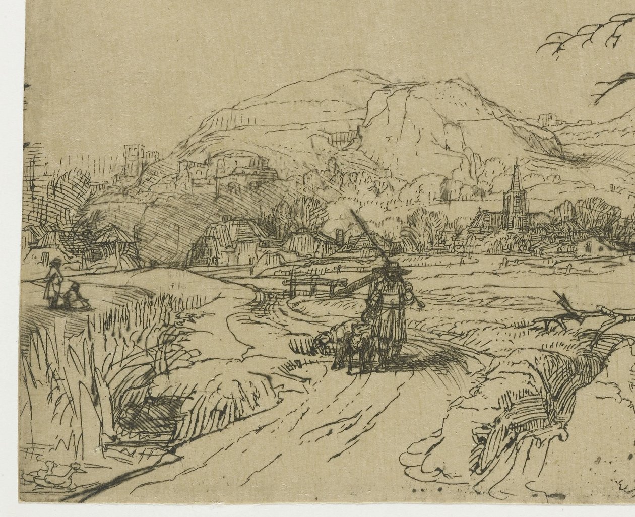 Krajina se sportovcem a psy od Rembrandt van Rijn