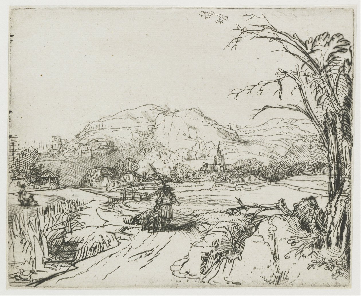 Krajina se sportovcem a psy od Rembrandt van Rijn