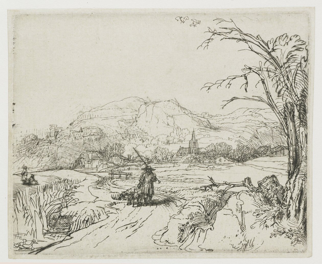 Krajina s pastýřem a psy („Malý lovec“) od Rembrandt van Rijn