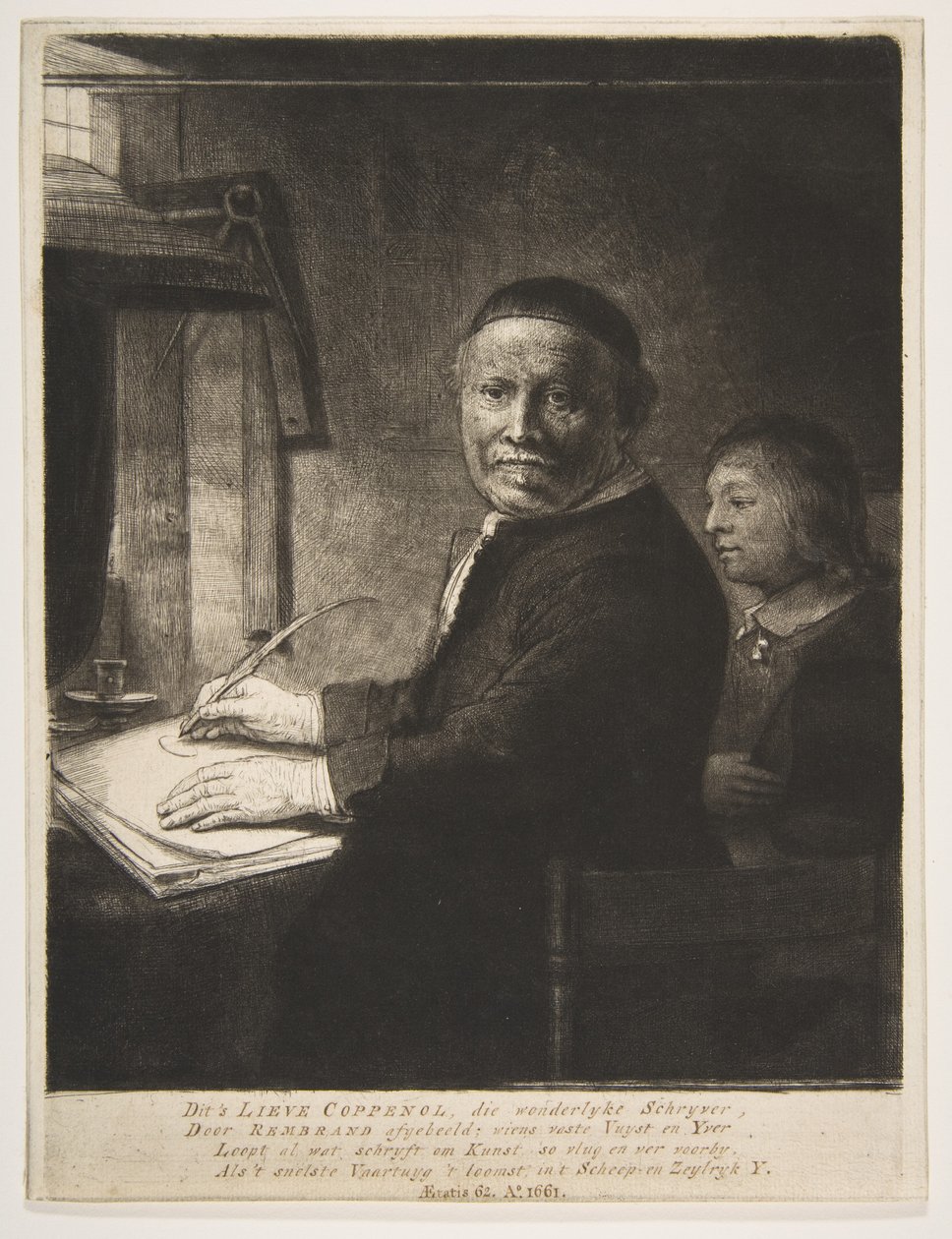 Lieven Willemsz van Coppenol se svým vnukem, asi 1658. od Rembrandt van Rijn