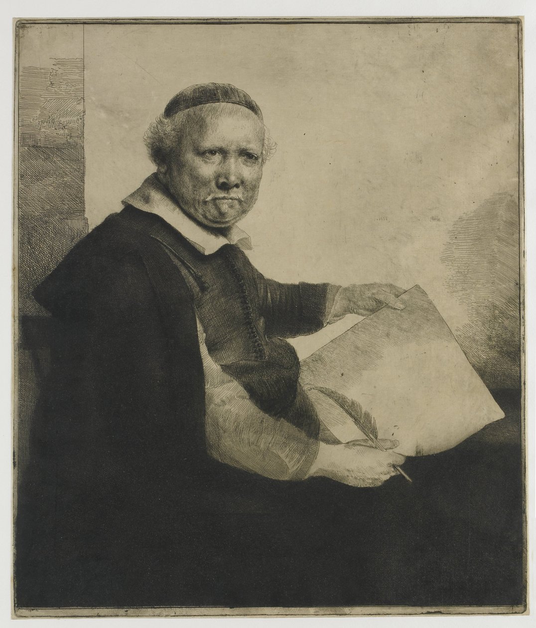 Lieven Willemsz. van Coppenol, mistr písma: větší deska od Rembrandt van Rijn