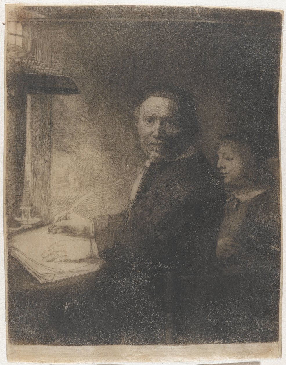 Lieven Willemsz. van Coppenol, mistr psaní: menší talíř od Rembrandt van Rijn