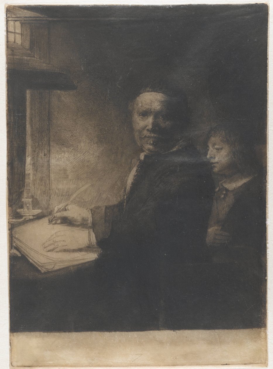 Lieven Willemsz. van Coppenol, mistr písma: menší deska od Rembrandt van Rijn