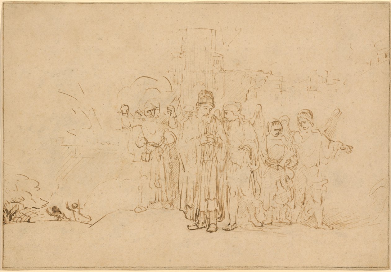 Lot a jeho rodina opouštějí Sodomu od Rembrandt van Rijn