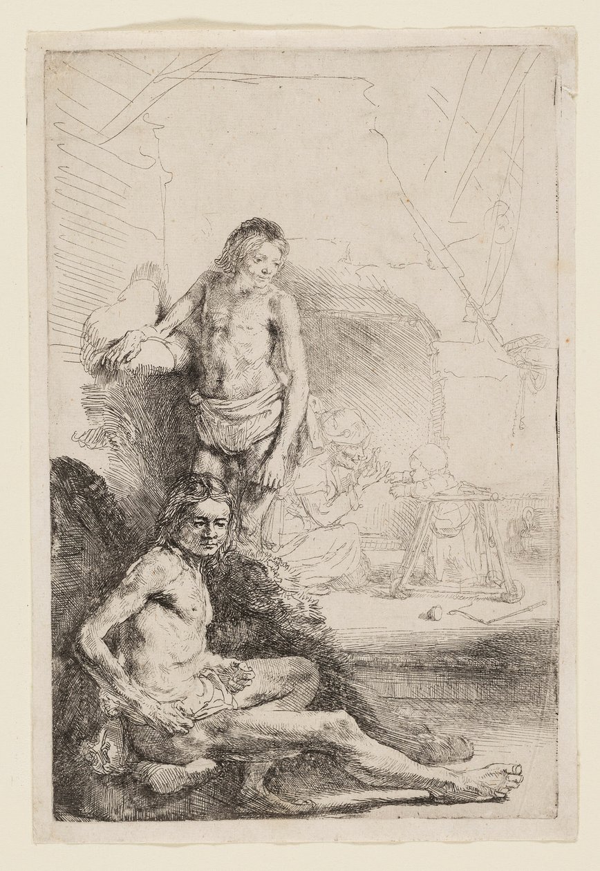 Mužský akt sedí a stojí od Rembrandt van Rijn