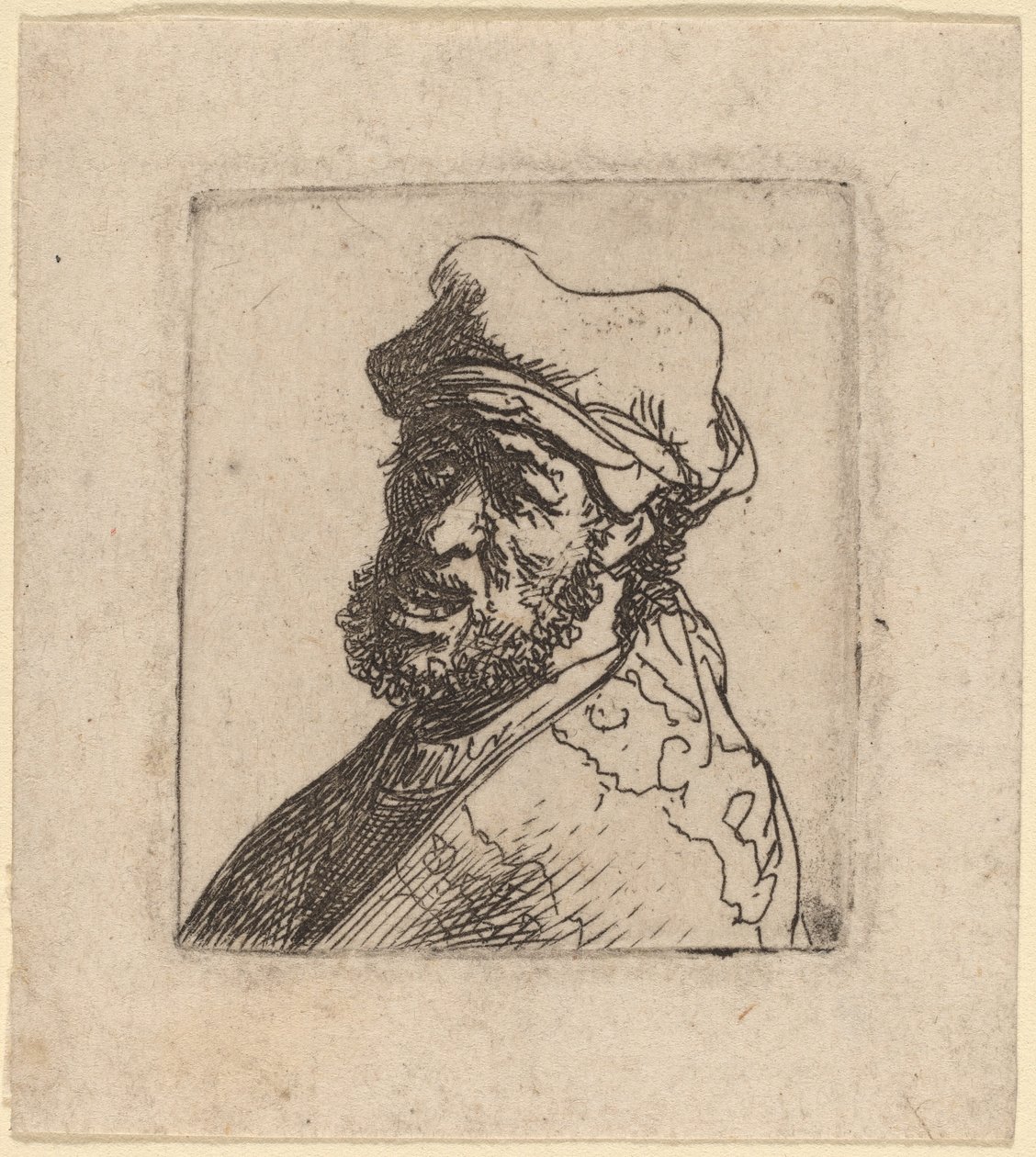 Muž křičí, tři čtvrtiny vlevo od Rembrandt van Rijn
