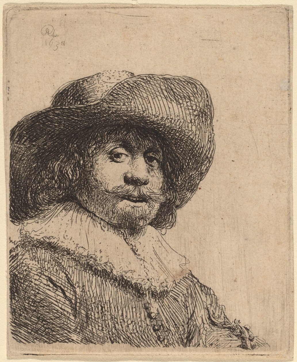 Muž v klobouku se širokou krempou od Rembrandt van Rijn