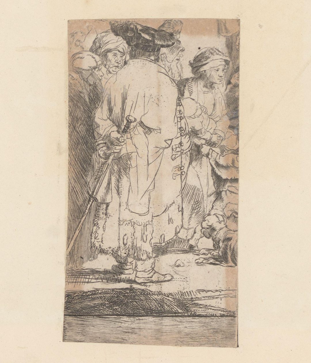 Man in mantel, op de rug gezien Honderd Gulden prent   1374248   cs       czech Successfully Translated  Original: Madam, for your portrait there are missing a few tones on your face..., 1877. Translat: Madam, for your portrait there are missing a few tone od Rembrandt van Rijn