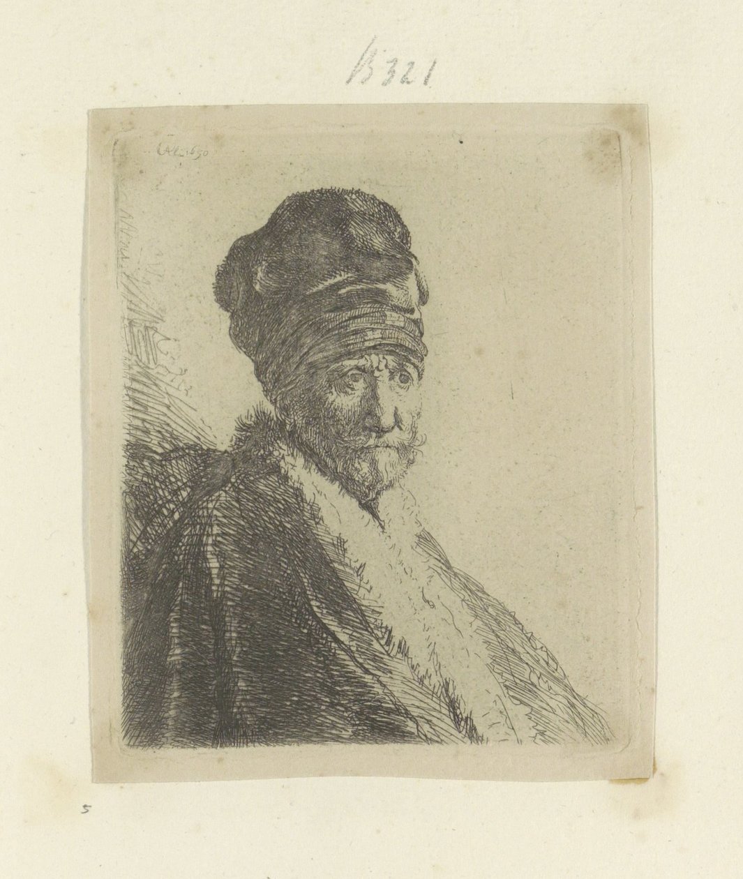 Muž klade hoge muts Kolekce osmdesáti pěti původních tisků (název série) od Rembrandt van Rijn