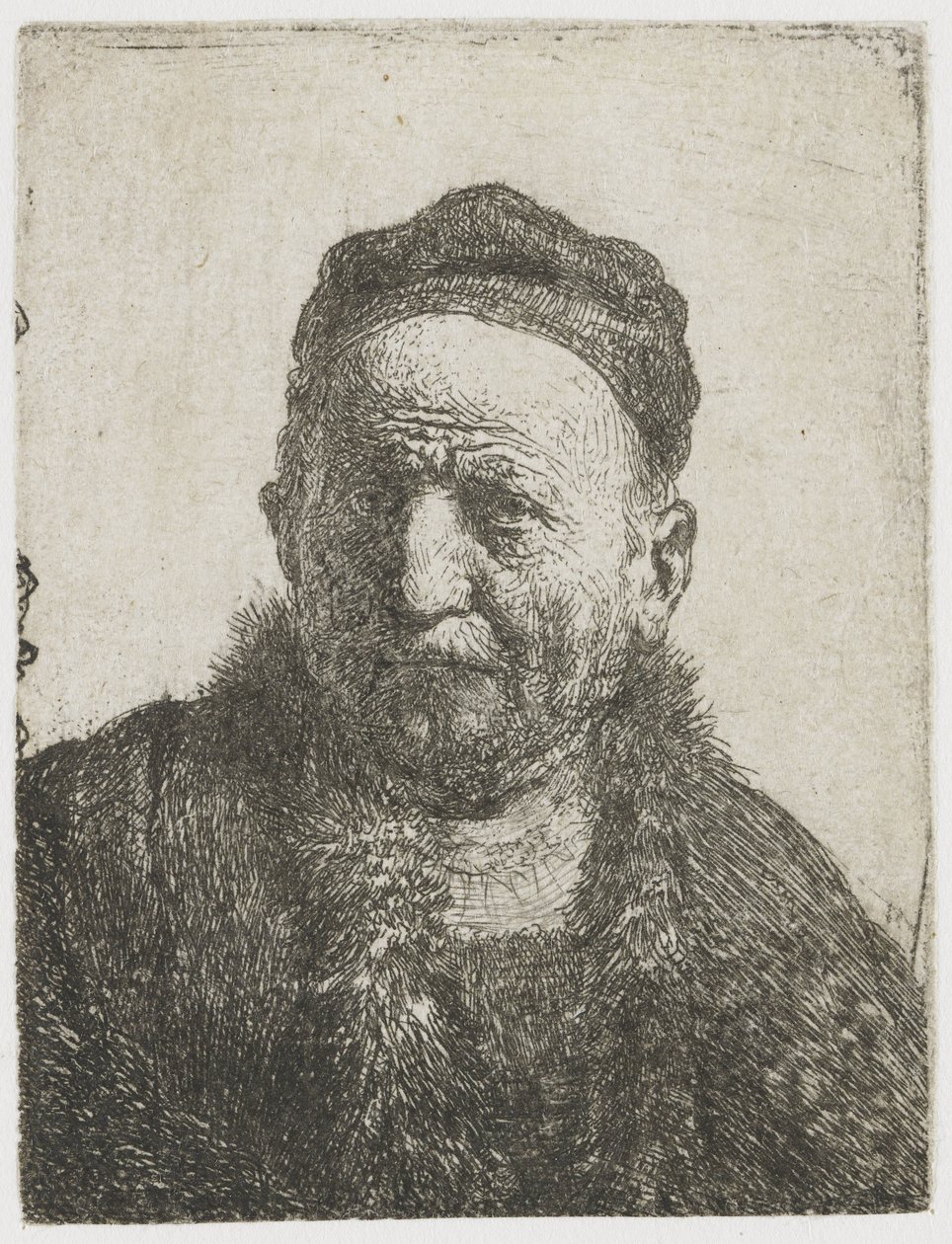 Muž v těsné čepici: poprsí (umělcův otec?) od Rembrandt van Rijn