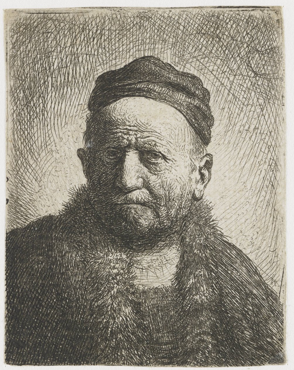 Muž v těsné čepici: poprsí (umělcův otec?) od Rembrandt van Rijn