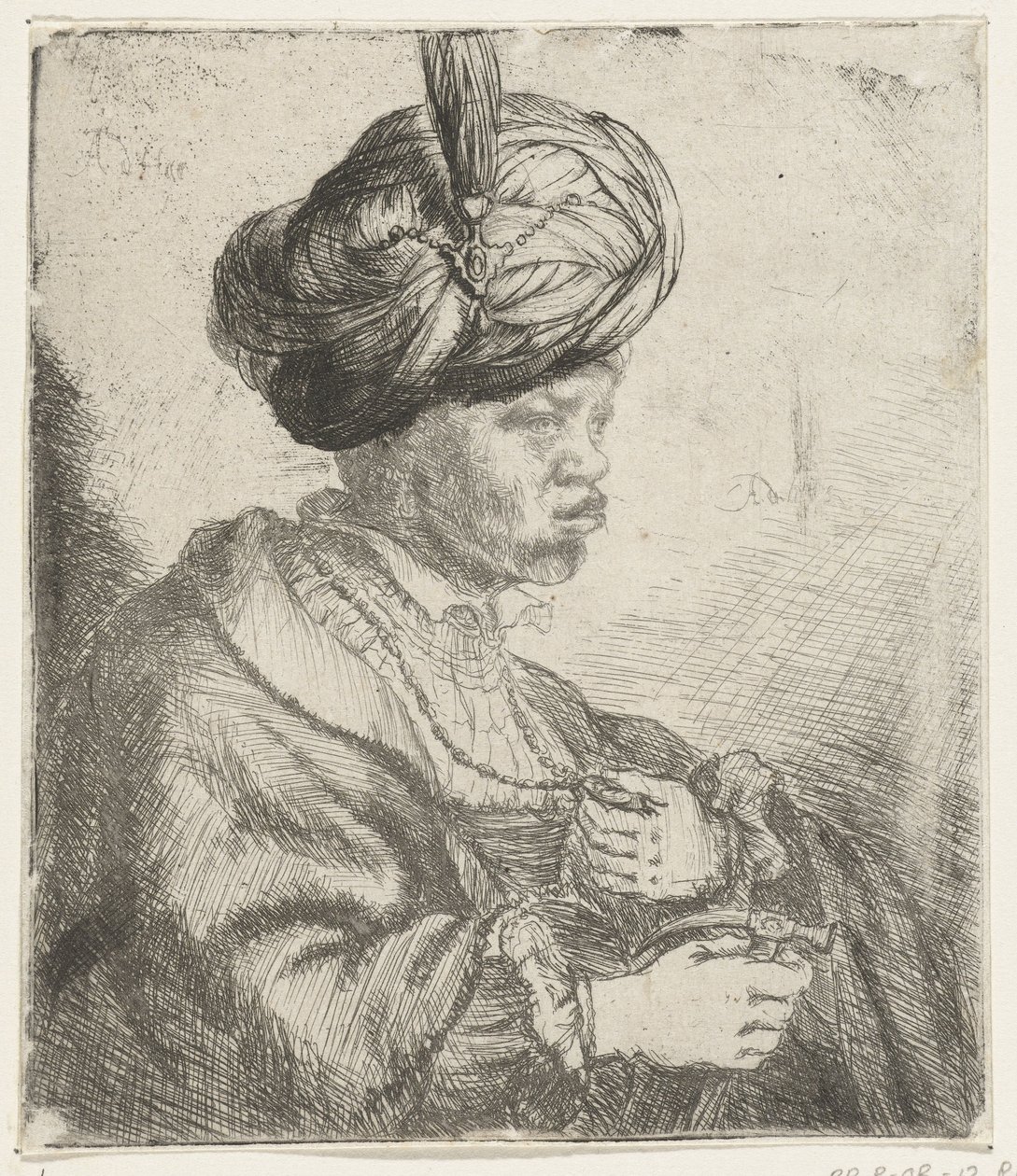 Muž s turbanem, kolem 1660-70 od Rembrandt van Rijn