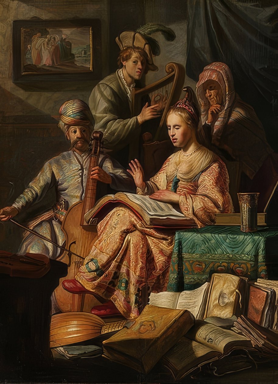 Společnost hudební tvorby. 1626 od Rembrandt van Rijn