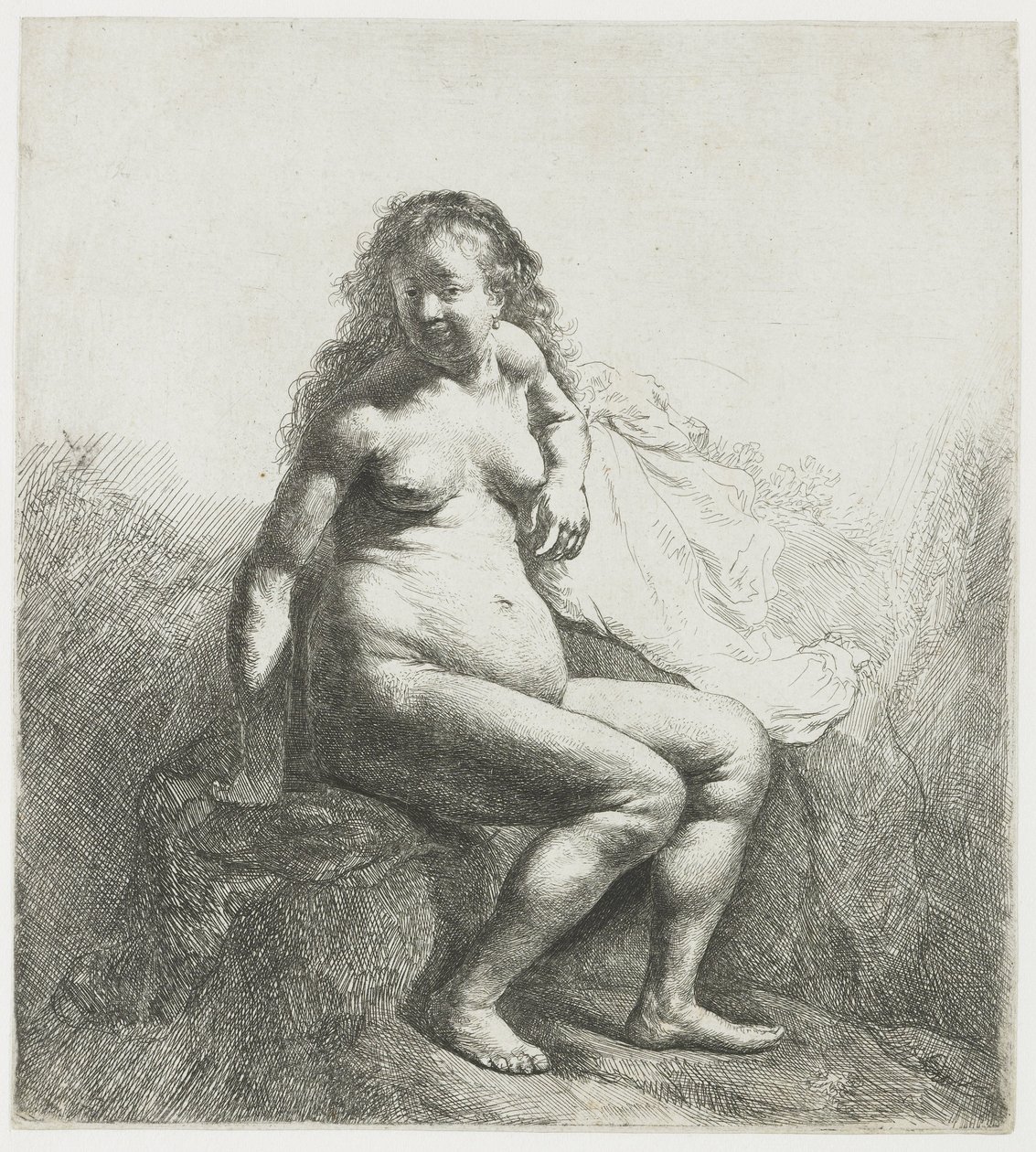 Nahá žena na hromadě od Rembrandt van Rijn