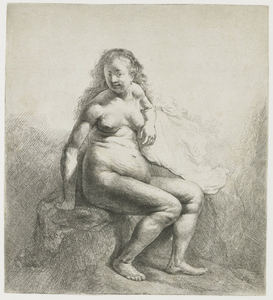 Nahá žena na hromadě od Rembrandt van Rijn