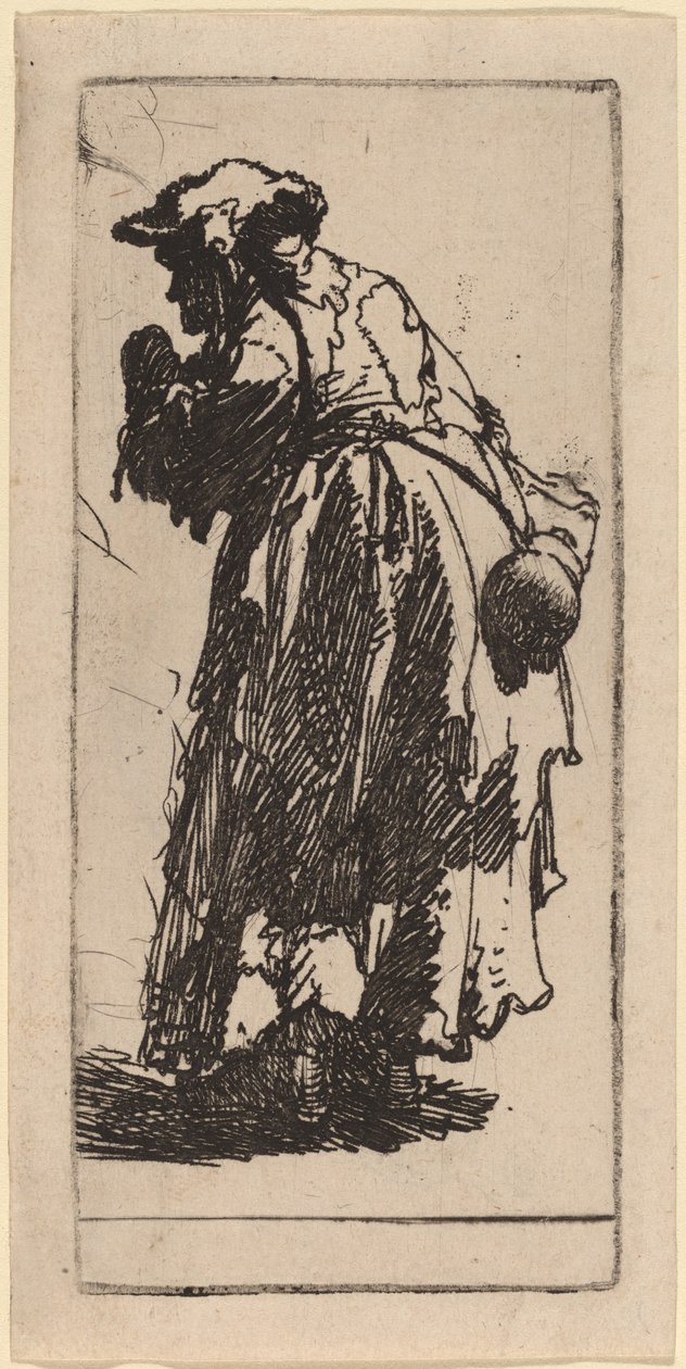 Stará žebračka s tykví od Rembrandt van Rijn
